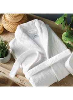 Buy Iris (White) Premium Adult Bathrobe(Set of 1) 100% Terry Cotton, Highly Absorbent and Quick dry, Hotel and Spa Quality Bathrobe-400 Gsm in UAE