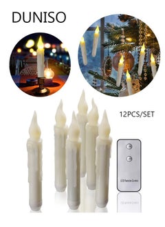 اشتري Battery Operated Flameless Taper LED Candles Light With Remote Control  Warm White And Yellow Light For Home Indoor Outdoor Decor في الامارات