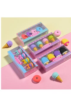 اشتري 16 Pcs Food Erasers for Kids, 3D Cute Mini Ice Cream Donut Take Apart Erasers, Cool Fun Puzzle Desk Pet Girls في السعودية