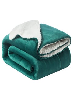 Buy Sherpa Blanket Single Size Plush Throw Single Bed Blanket Warm and Plush Travel Blanket Green 160x220 cm in UAE