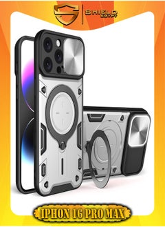 Buy SHIELD EGYPT For iPhone 16 Pro Max Armored Camera Shield Cover Camera Lend Protection, Built-in 360° (Silver) in Egypt