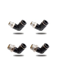 Buy Pneumatic Connectors, Two Different Models of (6MM × 1/4" and 6MM × 1/8") Male Thread Quick Fittings Black Air Fittings Adapter for Trachea and Automation Equipment, Can be Used for DIY Tools (4 Pcs) in Saudi Arabia