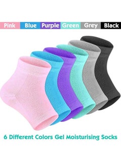Buy Selizo 6 Pairs Heel Moisturizing Socks Open Toe Socks Cracked Gel Heel Socks Foot Toeless Heel Repair Socks for Women Dry Hard Cracked Feet, 6 Colors in UAE