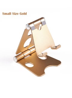 Buy Portable Aluminum Alloy Cell Phone Holder Foldable Metal Desktop Mobile Phone Tablet Stand Gold in UAE