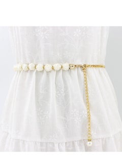 اشتري New Womens Pearl Fashion Versatile Decorative Dress Summer Skirt Small Belt في الامارات