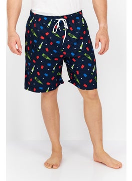 Buy Men Allover Print Drawstring Swimwear Board Short, Navy Combo in UAE