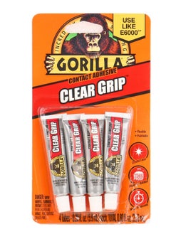 اشتري Gorilla Clear Grip Contact Adhesive Minis, Waterproof, Four .2 Ounce Tubes, Clear, في الامارات