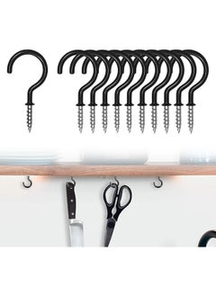 Buy 25 Pcs Heavy Duty Ceiling Hooks for Hanging Plant, 2.9 inch Black Spiral Hooks for Kitchen Garden Ceiling Hanging, Vinyl Coated Screw-in Kitchen Hooks in UAE