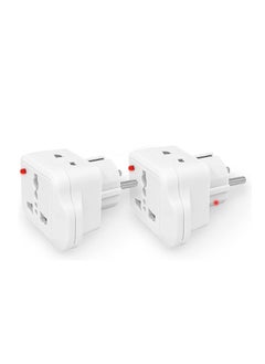 Buy ECVV [2 Pack] Travel Adapter for Saudi Arabia/US/UK/Japan/China/Australia Plug Converter to EU/Germany Plug and Others to 2-Pin European Plug Adapter (White) in Saudi Arabia