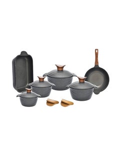 Buy Set Of 10 Pcs 4 Pots + 4 lids +1 Tray + Wok in Egypt