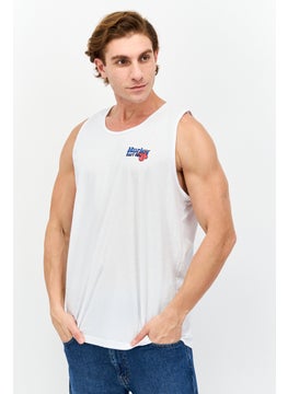 اشتري Men Round Neck Sleeveless Printed Tank Tops, White في الامارات