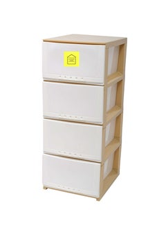 Buy 4-Layer Storage Drawer Cabinet Beige/White 42x84x34 cm in Saudi Arabia