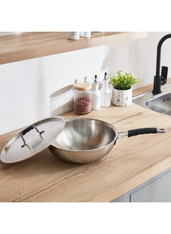 اشتري Glisten Triply Wok with Steel Lid 52 x 12 x 28 cm في الامارات