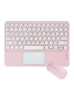 Buy Wireless Bluetooth Keyboard and Mouse Combo with USB Receiver, Round Cap Touch Arabic English Letter Compatible iOS Android Windows in UAE