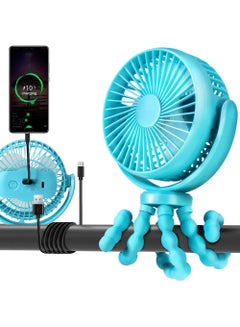 Buy Portable Fan Battery Operated 5200 mAh Baby Stroller Fan with Flexible Tripod Clip-on for Baby USB Rechargeable and Handheld Cooling Fan for Car Seat Crib Bike Treadmill in Saudi Arabia
