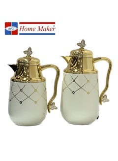 Buy 2-Piece  Tea & Coffee Flask White / Gold in UAE