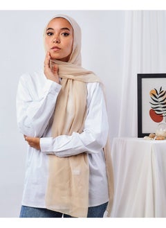 اشتري Plain Wide Crinckled Chiffon Oyster Beige For Women في مصر