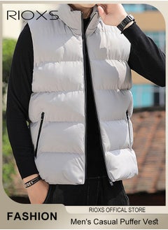 اشتري Men's Casual Quilted Puffer Lightweight Vest Outdoor Stand Collar Sleeveless Down Jacket Coat for Autumn & Winter في الامارات