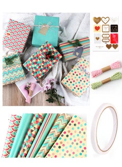 Buy Premium Gift Wrapping Set with Double-Sided Tape, Decorative Ropes and Stickers - Elegant Luxury Wrapping Paper Kit for All Occasions in UAE