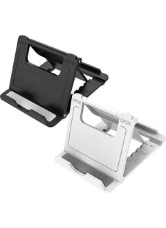 Buy Stand Portable, Adjustable Multi-Angle Mobile Cell Phone Stand Holder, 2 Pack Foldable Pocket Desktop Holder Stand for iPhone XPlus/7/7 Plus/6,iPad,E-reader,Tablet,Black&White in UAE