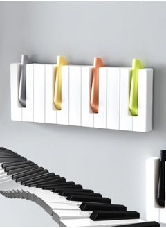 Buy Wall-mounted hook, creative piano-style design, no need to punch holes, hang coat and key hooks behind the door, can be used to place hats and bags in the entrance in Saudi Arabia