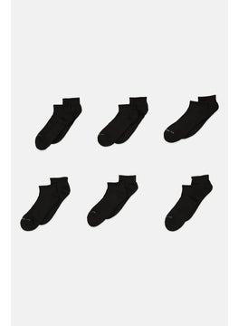 اشتري Men 6 Pairs Quarter Crew Socks, Black في الامارات