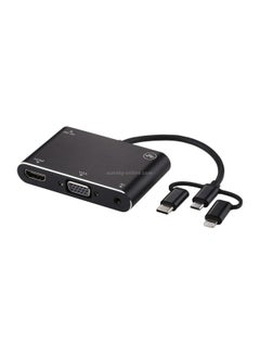اشتري 3-in-1 8 Pin + Micro USB + Type-C to AV + HDMI + VGA 15 Pin HD Audio Adapter Converter في الامارات