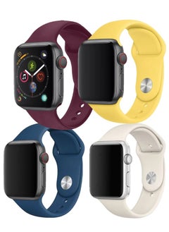 Buy (Pack Of 4)Apple Watch Strap/Band Compatible With 41MM/40MM/38MM Silicone Strap for Apple watch All Series in UAE