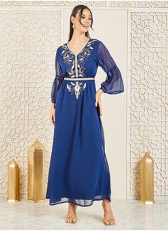 اشتري Embroidered Lace Beaded Detail Jalabiya في السعودية