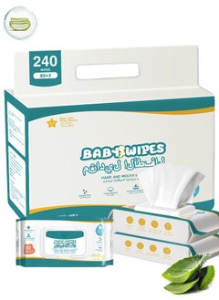 Buy 99.9% Water Wipes,Soothing & Protecting Wet Wipes, Non-alcoholic & Unscented Baby Wipes for Sensitive Skin,3x80 (240 Wipes) Baby Wet Wipes in Saudi Arabia