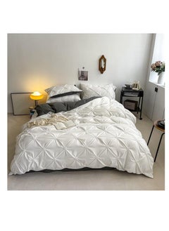 Buy Pinch Pleat Microfiber Bedding Comforter Set, King Size Ruffle 6Pcs Set Comforter  220*240cm in UAE