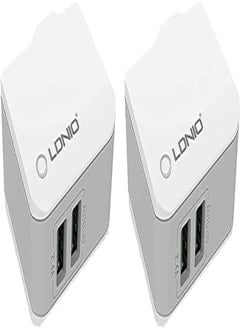 Buy Ldnio Set Of 2 Pieces Of A2203 Eu Fast Charger Dual Usb Ports With Type-C Cable Perfect For Home And Office - White in Egypt