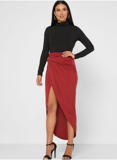 Buy Ruched Detail Wrap Skirt in Saudi Arabia