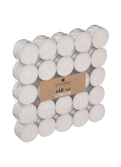 Buy 50-Piece Decorated Fragrance Free Tea Light Candle White 3.7 x 1.2 x 3.7 cm 103110 in Saudi Arabia