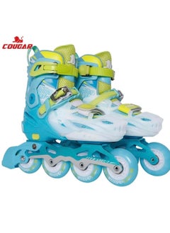 Buy Roller Skate Shoe Cougar Model 333 For Adult Adjustable Roller Skates with 4 Illuminating Pu Wheels, Outdoors and Indoors Roller Blades for Boys Girls Beginners Color : blue Size : 32-35 in Egypt