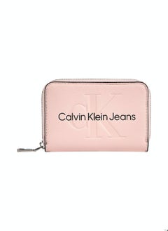 Buy Women's RFID Logo Zip Around Wallet -  premium faux leather, Pink in UAE