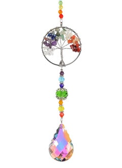 اشتري Chakra Healing Crystal Stone Sun Catchers for Windows, Tree of Life Tandem Natural Quartz Gemstone Pendant Rainbow Maker Suncatcher, Spiritual Gifts for Women في السعودية