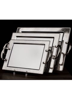 Buy A set of serving trays 3 pieces of luxurious chrome stainless steel in Saudi Arabia