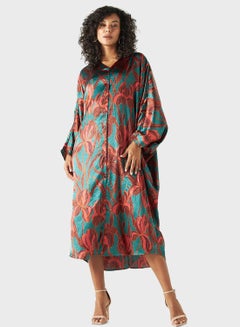 Buy Floral Print Puff Sleeve Dress in Saudi Arabia