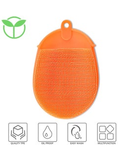 Buy Premium TPE Dishwashing Scrubber Reusable Brush Gloves Orange 15.1x3x10.4cm in Saudi Arabia