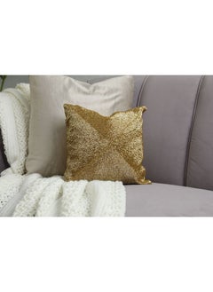 Buy Fiesta Beaded Filled Cushion Gold 30x30cm in UAE