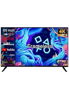 Buy Magic World 65 Inch Frameless 4K Ultra HD SMART HDR10+ LED TV with Built-in DVB-T2/S2 Receiver, WebOS, Dual Band WiFi, Multilanguage, Includes A Wall Mount - MG65V24USBT2-WOS in UAE