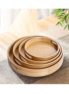 Buy 4-Piece Round Bamboo Serving Trays Set in UAE