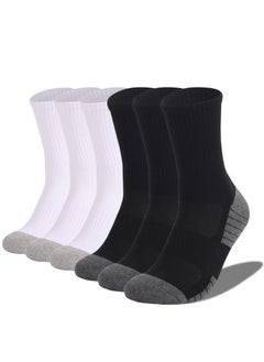 Buy 6 Pairs Athletic Socks Sport Running Calf Socks Performance Cushioned Breathable Crew Socks for Men Women in Saudi Arabia