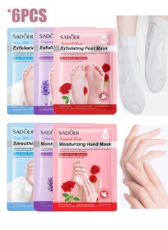 اشتري 6 Pack Foot Mask / Hand Mask Moisturizing Glove, Foot Peel Mask Exfoliating Mask, Hand Repair Glove for Dry Hand & Foot Treatment, Remove Dead Skin, Rough Skin（Rose/Lavender/Goat Milk） في السعودية