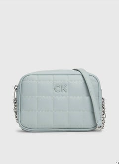 Buy Women's Quilted Crossbody Bag -  quilted faux leather exterior, Grey in UAE