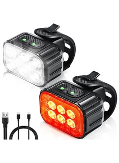 Buy Bike Lights Set, USB Rechargeable LED Safety Light for Bicycle, Super Bright 8+12 Modes, IP65 Waterproof Bike Lights for Night Riding, Fits All Mountain, Road Bike in Saudi Arabia