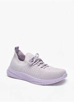 Buy Women's Mesh Detail Sports Shoes with Lace-Up Closure in UAE