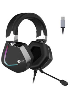 Buy Lecoo HT402 Gaming Headset USB 7.1 Surround -RGB Luminous - 50mm Drivers - Detachable Noise Canceling Mic- 180 degree Earcub rotatable For PC & PS4 ( BY Lenovo )| Black in Egypt