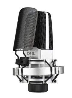 Buy SM-18 EL Professional Recording Microphone Cardioid Condenser XLR Mic Kit with Adjustable Shock Mount Metal Pop Screen for Studio Vocal Music Instrument Live Stream Performance in Saudi Arabia